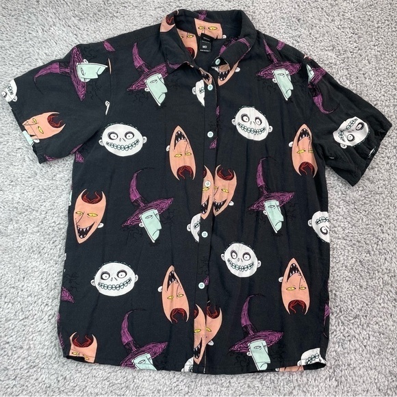 Disney Other - Hot Topic Top Mens Medium Nightmare Before Christmas Tim Burton Button Up Oogie